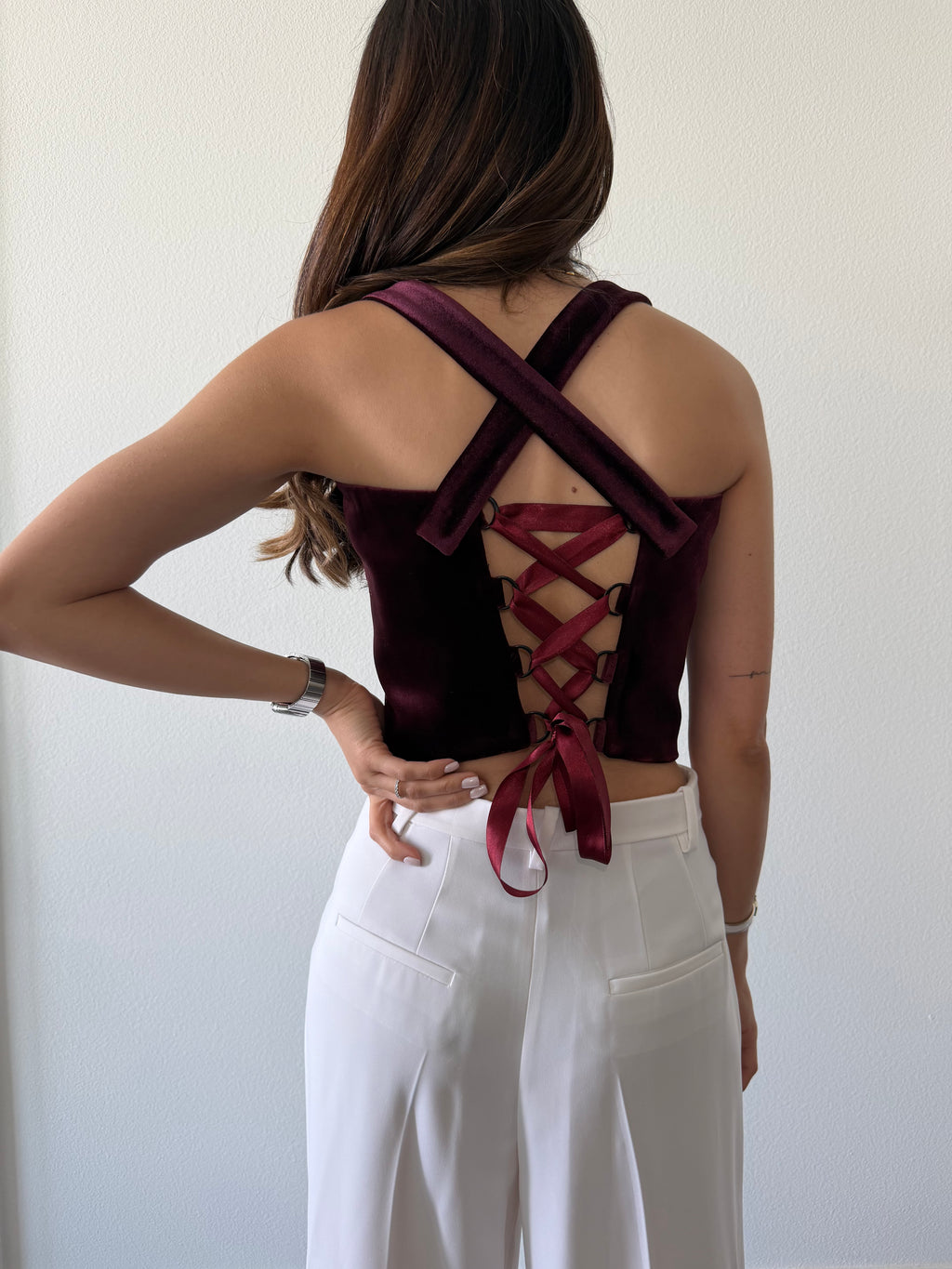 Del Velvet Crop Top